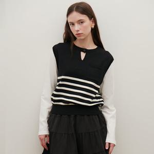 [SATIN] 스트라이프 레이어드 니트 O251T976