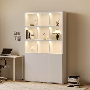 아씨방가구 제니아 LED 조명 36T 선반 1200 5단 도어형 책장