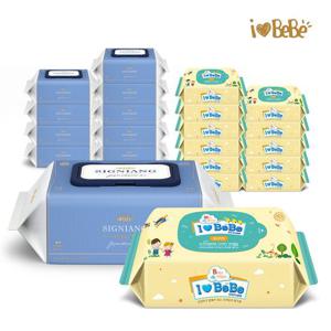 [아이러브베베]시그니앙 오블루 75g 77매 10팩 캡형+휴대용 12팩 아기물티슈