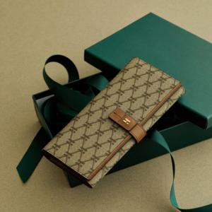 [헤지스] 브라운 시그니처 패턴 가죽 장지갑 HIWA2F883