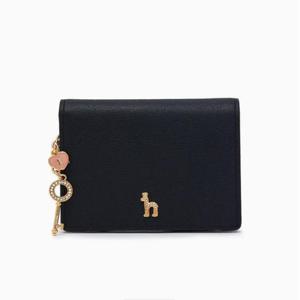 [헤지스ACC] 블랙 가죽 큐빅 퍼피로고 참장식 반지갑 HIWA3F184BK