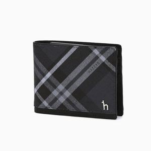 [헤지스ACC] 블랙 체크 가죽 2단 반지갑 HJWA4F866BK