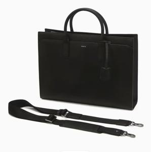 [헤지스ACC] 블랙 로고배색 소가죽 서류가방 HJBA3F650BK