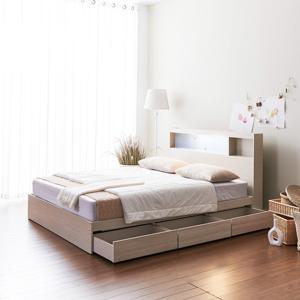 우아미가구 모노 밀크 C타입 LED 3서랍 슈퍼싱글 침대+55T매트 FO5254