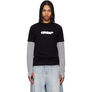 25 FW 오프화이트 남성 블랙 스프레이 애로우 티셔츠 251607M213041