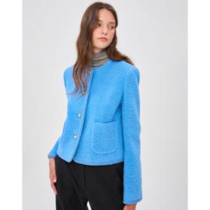 질스튜어트 뉴욕 여성 24FW 블루 골드 버튼 알파카 혼방 숏코트 JSCO4D240B2