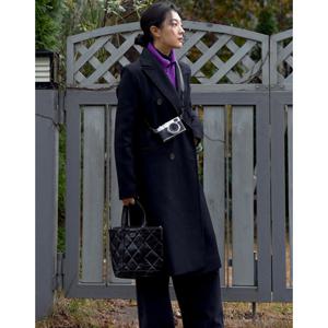 바네사브루노 24FW 시즌오프 블랙 울혼방 더블 코트 VICO4F201BK