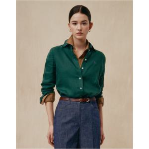 헤지스 여성  린넨 셔츠 그린 HSSH5BC30E3