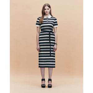 헤지스 여성 25SS 스트라이프 롱 피케 반소매원피스 차콜그레이 HSDR5BC34CG