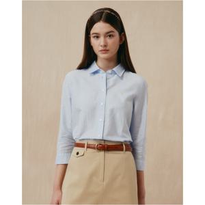 헤지스 여성 25SS 린넨 혼방 7부 셔츠 블루 HSSH5BC38B1