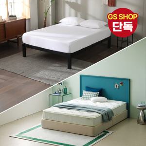 [지누스침대][Q] 퀵스냅 블랙 침대SET / 그린티 에어 하이브리드 25cm 침대 세트 프레임 퀸