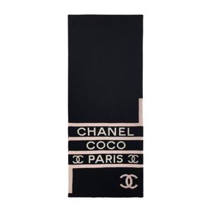 [엘러브] 샤넬 COCO로고 캐시미어 머플러 블랙/페일핑크 5ET0251