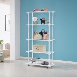 국민튼튼 이동식 스탠드 5단 수납 ESC-440 원목 선반