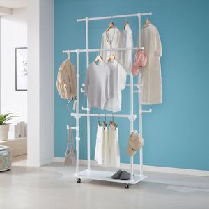 국민튼튼 이동식 스탠드 4단 행거 ESC-602 원목 선반