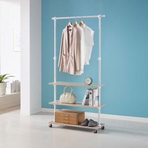 국민튼튼 이동식 원목 선반 행거 WEC-3E 우드 감성 스탠드 3단