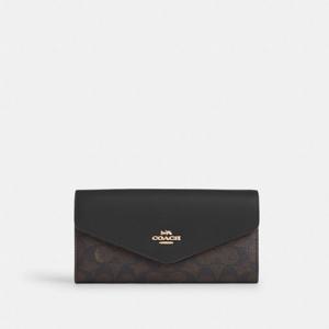 코치 엔벨로프 지갑 시그니처 캔버스 CX160-IMXAQ 올빼미 너트/플레어
