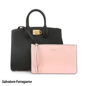 페라가모 미디움 스튜디오 박스백 블랙 캔디 핑크 210398 740941