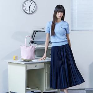 라코스테 공식 여성 에센셜 롱 플리츠 스커트 JF1402-55G 166