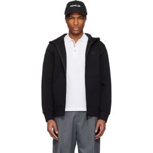 25 FW 몽클레어 남성 블랙 코튼   네오프렌 집업 후드티 251111M202023