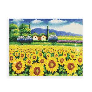 아이러브페인팅 DIY캔버스형 보석십자수 40x50cm 해바라기 마을