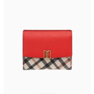 [닥스] 레드 체크배색 DD로고 3단 반지갑 DCWA4E408R2