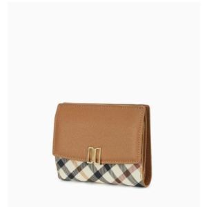 [닥스] 브라운 체크배색 DD로고 3단 반지갑 DCWA4E428W2