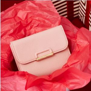 [닥스] 핑크 D로고 장식 소가죽 2단 반지갑 DCWA5E691P2