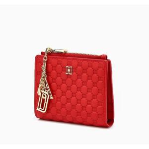 [닥스] 레드 DD 로고패턴 소가죽 2단 탑지퍼 반지갑 DCWA5E527R2