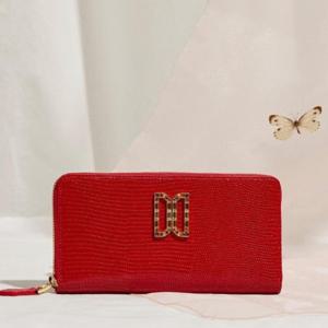 [닥스] 레드 가죽 스와르브스키 DD로고장식 지퍼돌이 장지갑 DCWA5E285R2