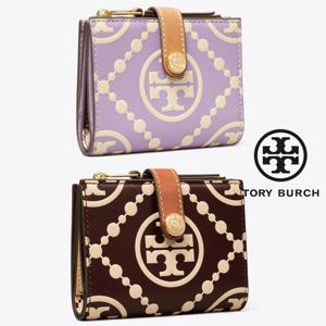 토리버치 166119 T모노그램 EMBOSSED 바이폴드 가죽 지퍼 지갑