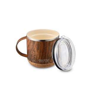 아소부 이중진공 스텐 보온보냉 세라믹코팅 머그컵 인피니트 우드 490ML