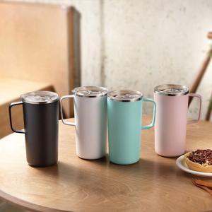 아소부 이중진공 스텐 보온보냉 세라믹코팅 머그컵 타워 600ML