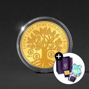 [골드팡] 24K 황금 행운나무 순금코인 0.1g + 복패키지 세트