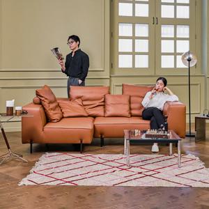 [상품권2만원증정][다우닝] 포네 3.5인 오픈코너 모듈 전체 내추럴가죽 소파