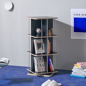 비앙스 VONI 자작원목 HPL 사각 인테리어 회전책장 3단 블랙