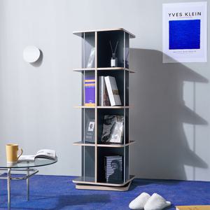 비앙스 VONI 자작원목 HPL 사각 인테리어 회전책장 4단 블랙