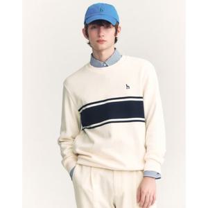 [헤지스] 크림 니트라이크 컬러블럭 맨투맨(HZTS4D345CR)