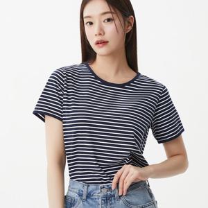 플라스틱아일랜드  (PR7CH301) 스트라이프 라운드넥 반팔 티셔츠