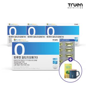 [트루엔] 알티지오메가3, 알래스카 파랑이 100캡슐, 4박스 (증정 머그컵(블루) 1ea + 레몬즙 1ea)
