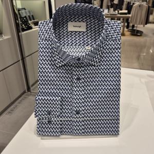 [레노마] 변형 헤링본 프린트 슬림핏긴팔 남자셔츠BPSSL1170네이비