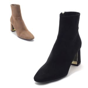 [세라] 여성 금장 포인트 스웨이드 앵클 부츠 S21A504 블랙 머