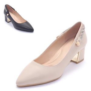 [세라] 여성 구두 포인티드토 투웨이 펌프스 C22P410 베이지 블랙 5CM