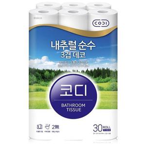 행사용 코디 내추럴 순수 3겹 데코 20m 3겹 30롤 화장지