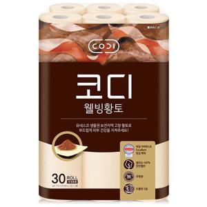 코디 웰빙황토 27m 3겹 30롤 두루마리 롤휴지 화장지 행사용