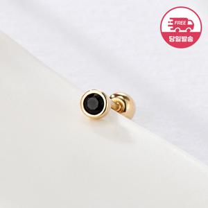 [비앤비골드] 당일발송 14K 볼드 베젤 블랙 큐빅 피어싱 2mm 한쪽 JAE40828