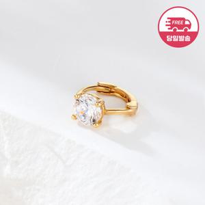 [비앤비골드] 당일발송 14K 샤인 서클 큐빅 원터치 링 피어싱 한쪽 JAE40804
