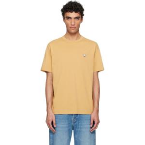 25 FW Maison Kitsune 남성 옐로우 바리스타 폭스 패치 릴랙스 티셔츠 251389M213055