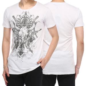 발망 남성 버팔로 펄 프린팅 반팔 티셔츠 화이트 S2HJ601I808