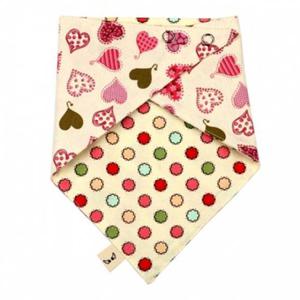 유아스카프 국내제작 순면 양면스카프 핑크하트 턱받이 스카프빕