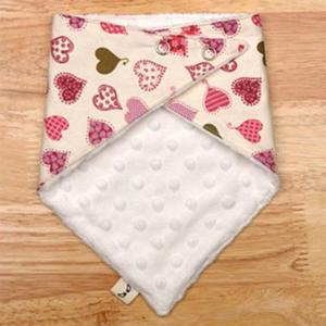 유아스카프 국내제작 극세사 스노우빕 핑크하트 턱받이 스카프빕